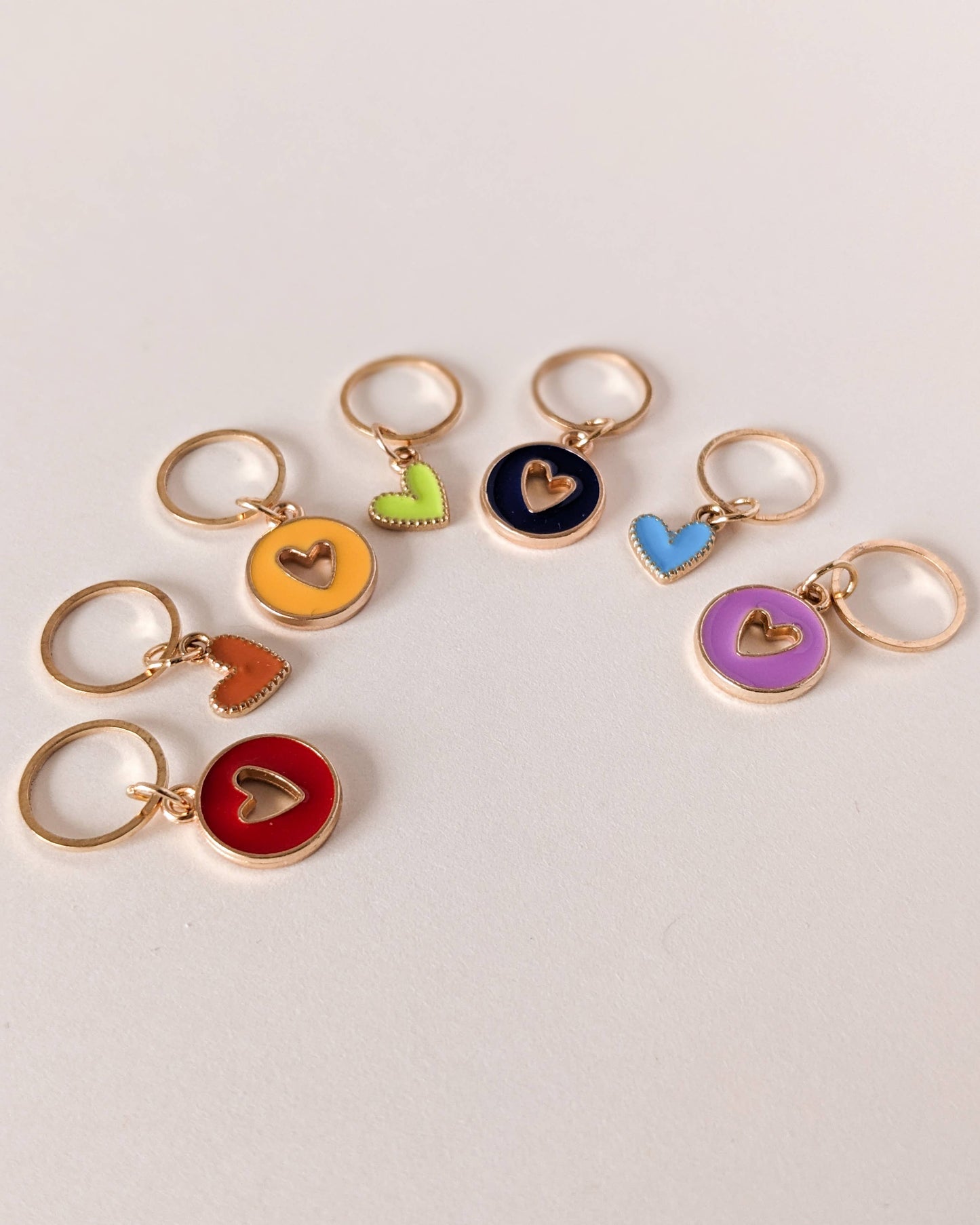 marqueur de maille coeur multicolore