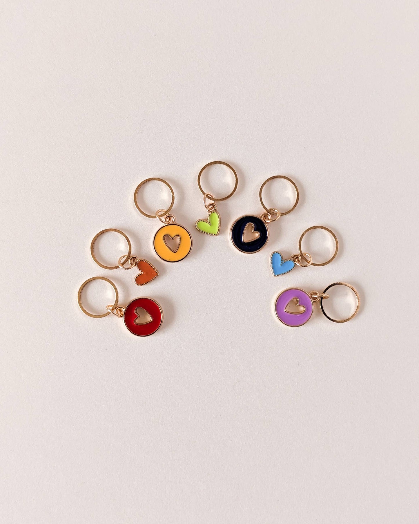 marqueur de maille coeur multicolore