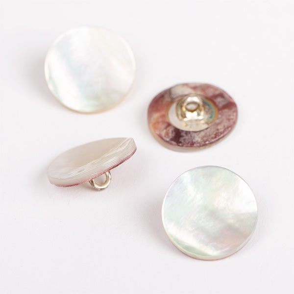 bouton imitation nacre sur tige 15mm blanc