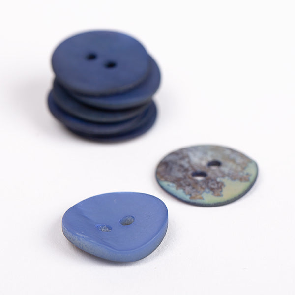 bouton nacre bleu 15mm