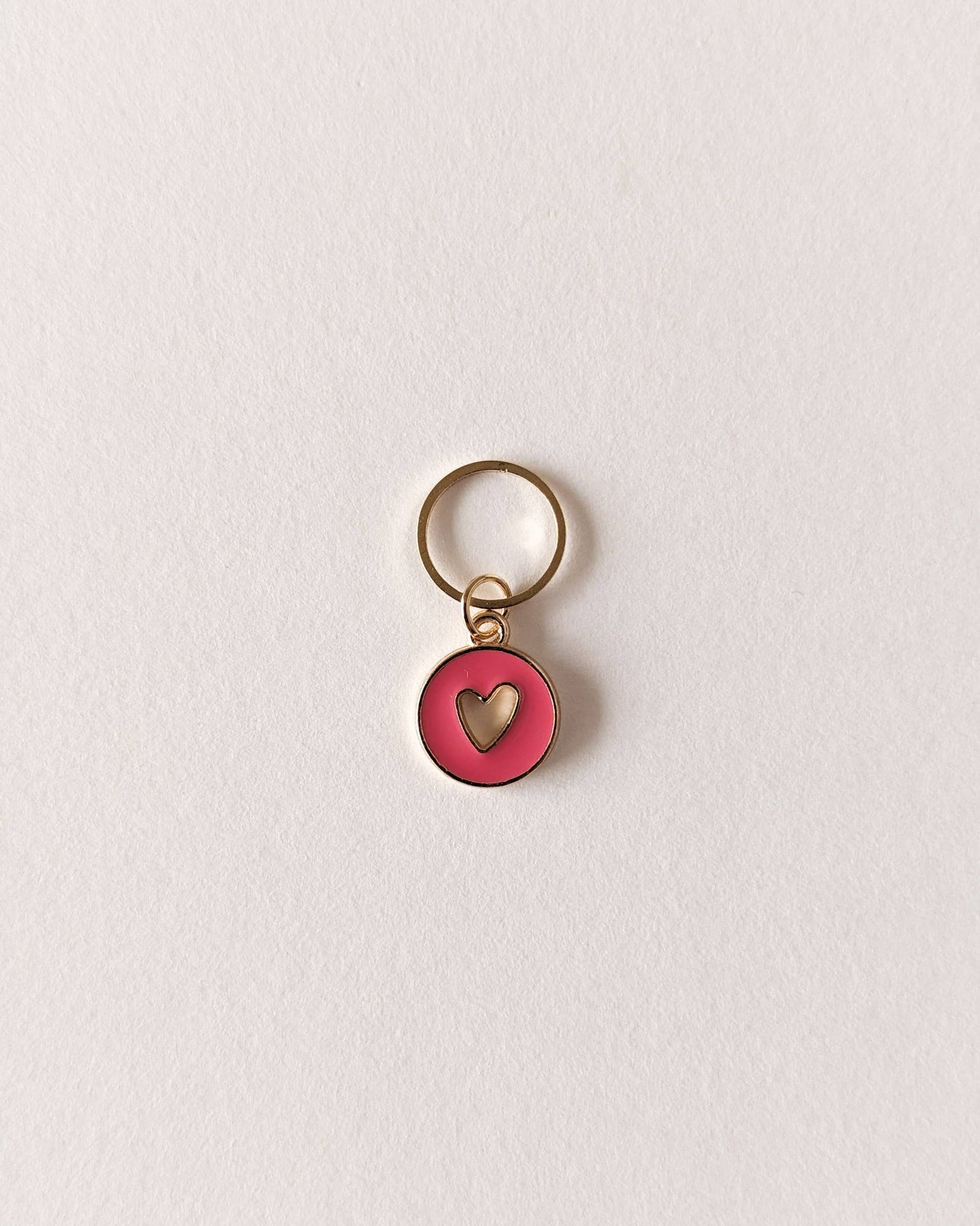 marqueur de maille coeur rose