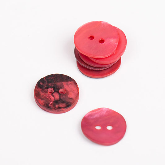 bouton nacre rouge 15mm