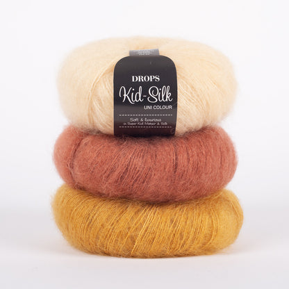 drops kid silk jaune rouille vanille